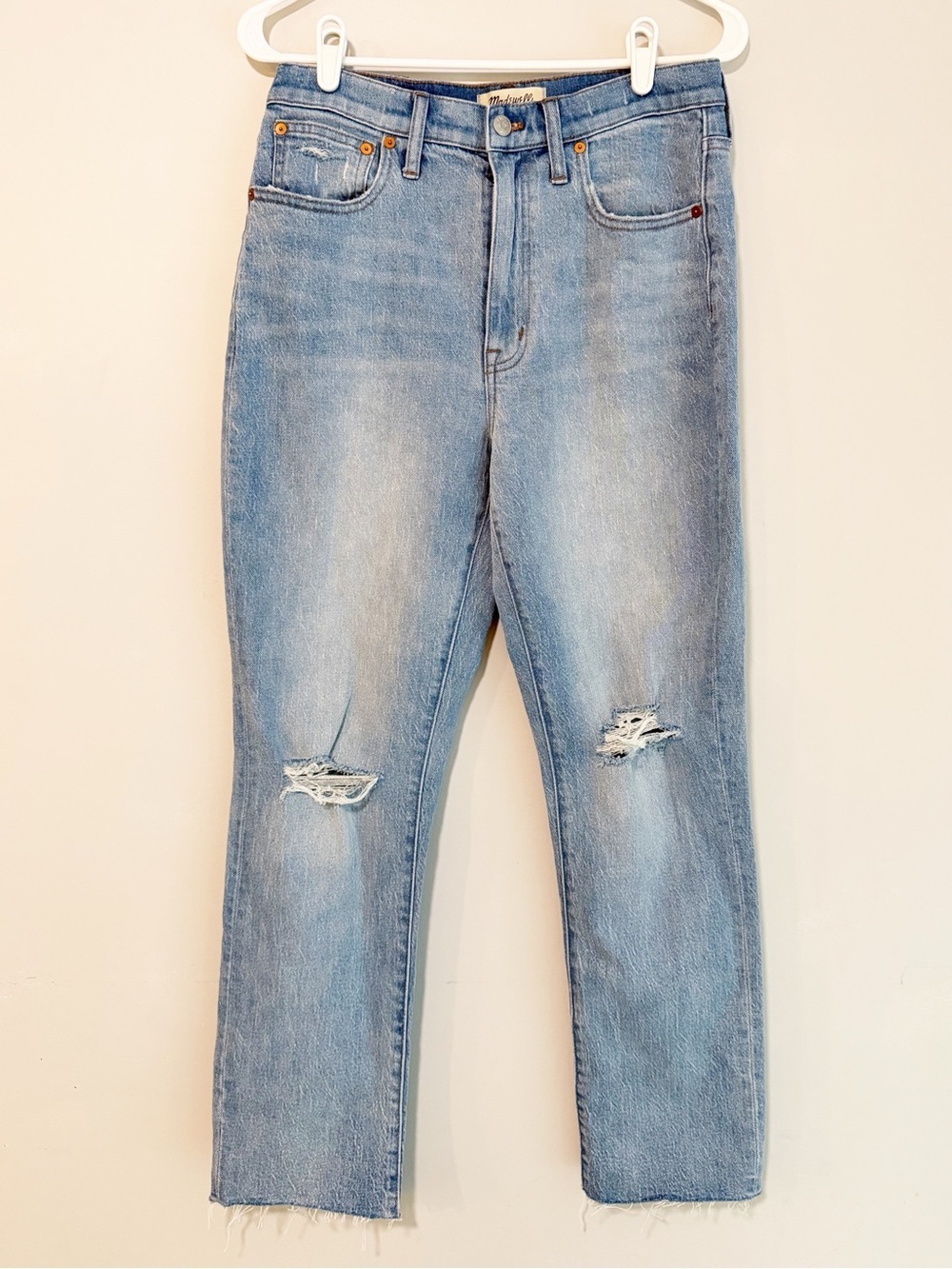 Madewell high rise slim boy jean raw hem size 28 new with tags